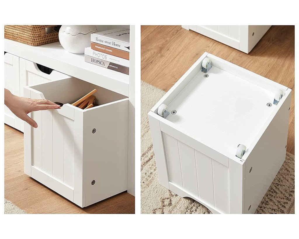 VASAGLE Storage Bench with Shelf and 3 Drawers White LHS380W01 - Kid Topia