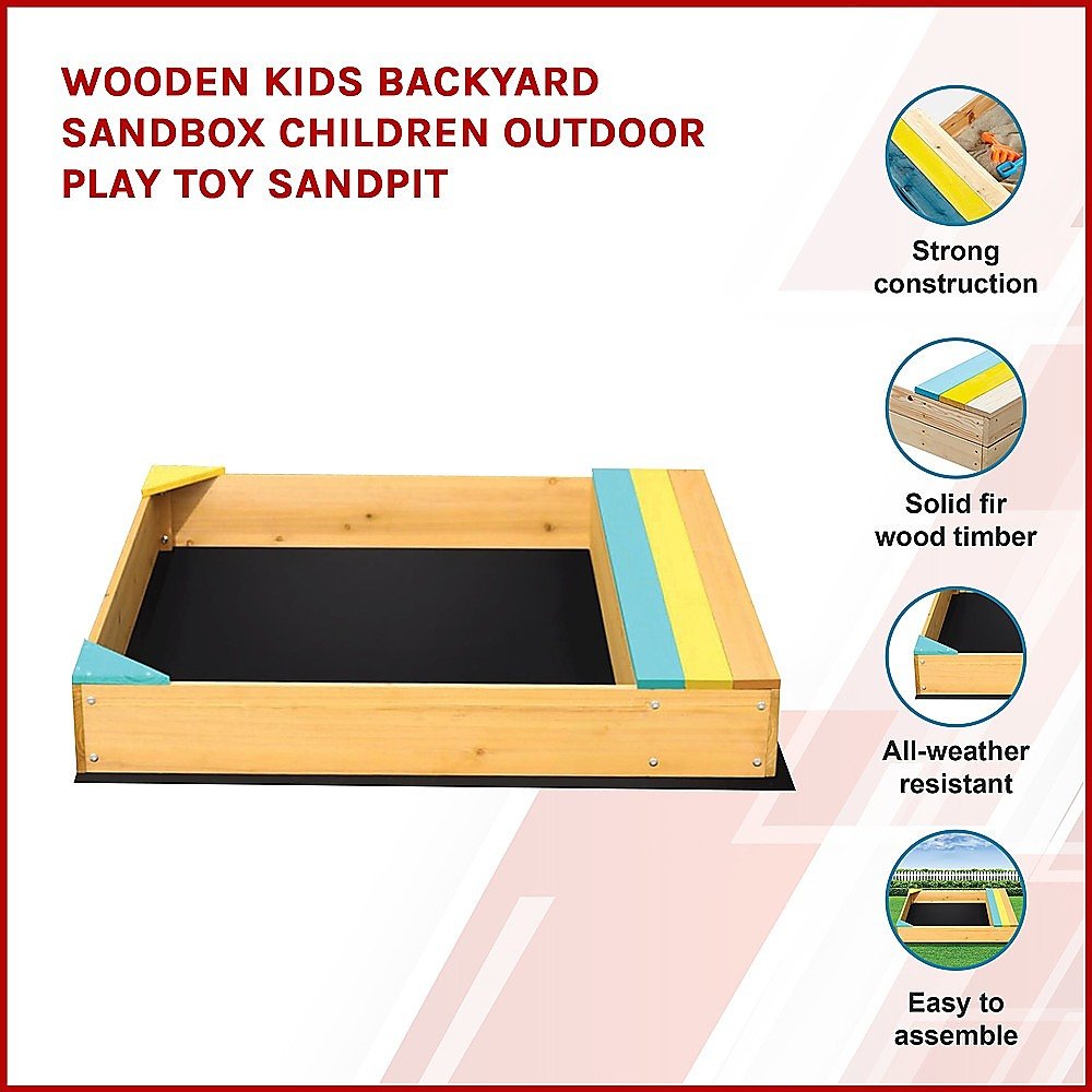 Wooden Kids Backyard Sandbox Children Outdoor Play Toy Sandpit - Kid Topia