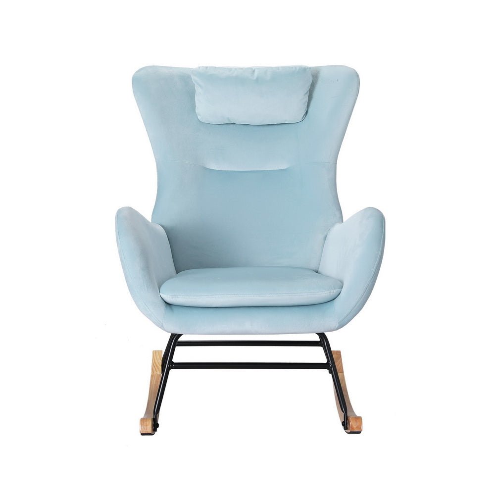Artiss Rocking Chair Velvet Armchair Feeding Chair Blue - Kid Topia