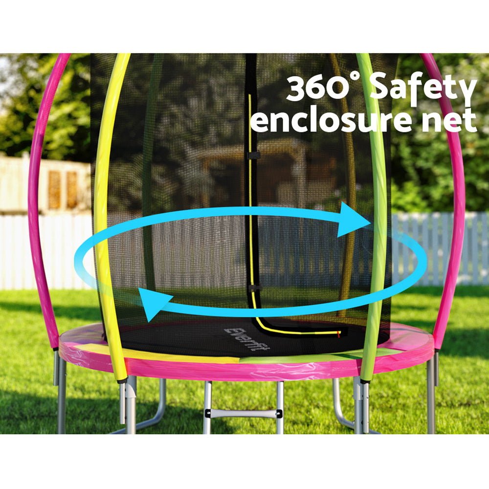 Everfit 6FT Trampoline for Kids w/ Ladder Enclosure Safety Net Rebounder Colors - Kid Topia