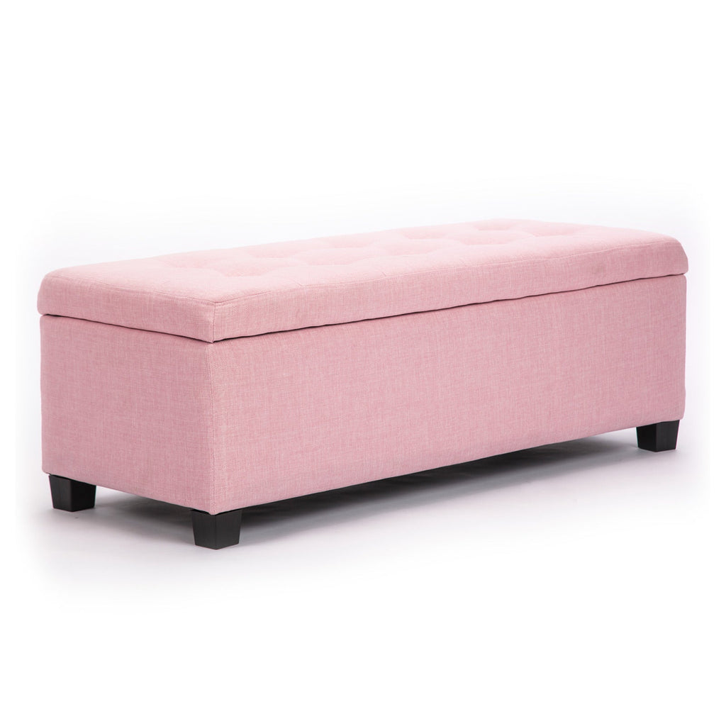 La Bella 102cm Pink Storage Ottoman Stool Fabric - Kid Topia