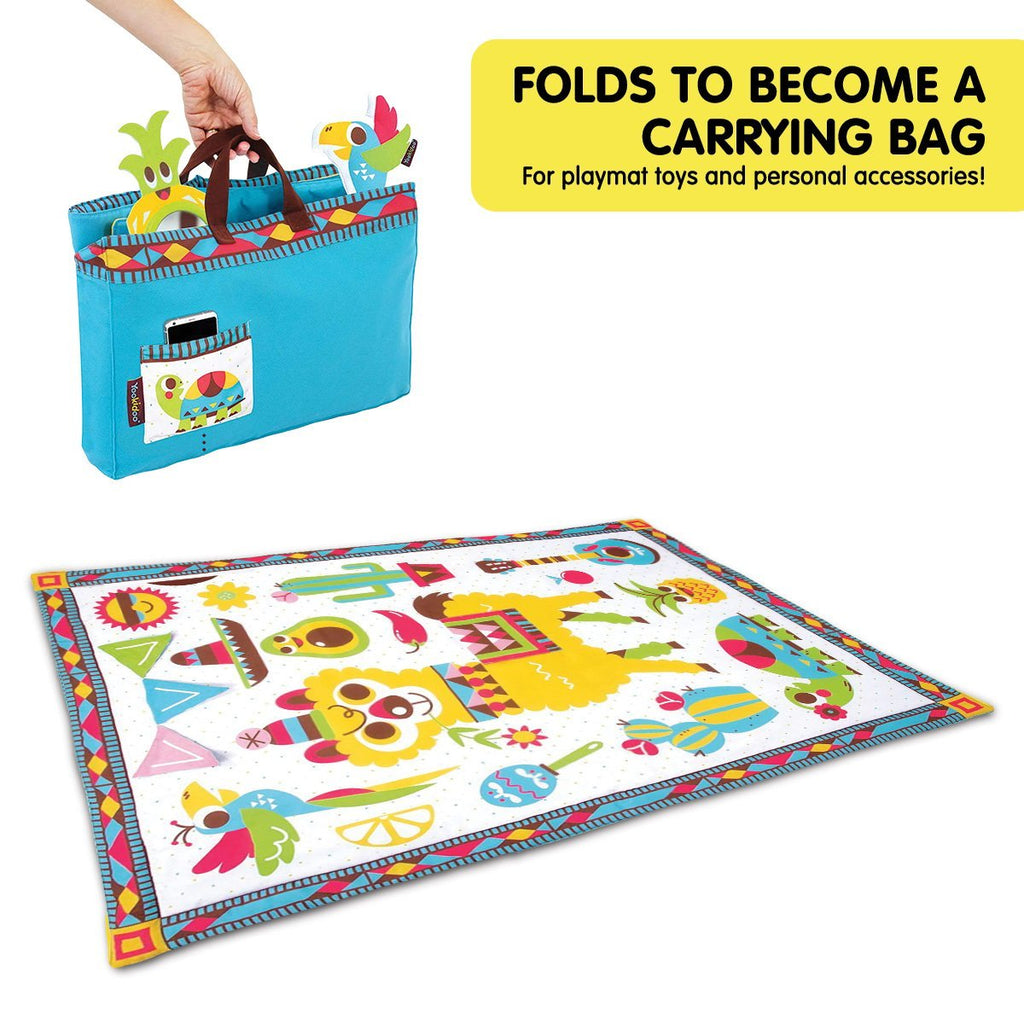 Yookidoo Fiesta Kids Baby Activity Playmat To Bag With Musical Rattle Padded - Kid Topia